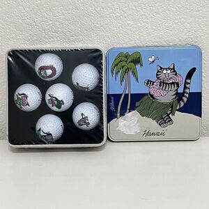 Vintage B. Kliban Hawaii Cat Designs Golf Ball Set of 6 Special Edition Tin NEW